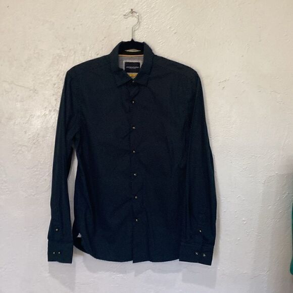 Denim & Flower mens micro dot long sleeved button up dress shirt Size Small - Picture 1 of 4